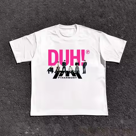 Summer Men P1Harmony 2026 DUH Same T-shirt Kpop Print Summer Short Sleeve Tee for Fans Men Women Clo