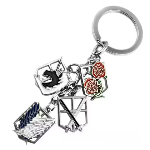 Attack on Titan Anime Peripheral Keychain Survey Corps Logo Pendant Keyring Jewelry Decorative Acces