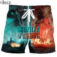 กางเกงขาสั้นเอวยางยืดพิมพ์ลาย Godzilla Vs Kong 3 D สําหรับผู้ชาย
