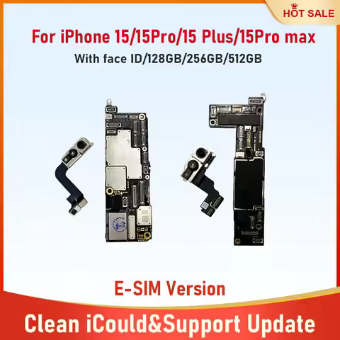Logic Board For iPhone 15 15 Pro 15 Plus 15 Pro Max Placa With Face ID E-SIM Version Unlocked Cleane