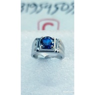 Blu sapphire lab grown corundum gemstone, DS 9 skl mihs, anti-fade anti-allergyRing