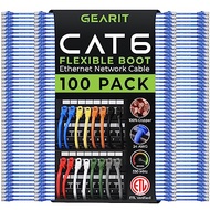 GearIT 100-Pack Cat6 Patch Cable 0.5 Foot / 6 Inches Cat 6 Ethernet Cable Snagless Flexible Soft Tab