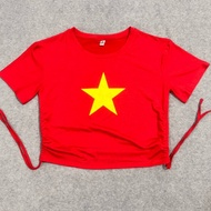 Red flag shirt with yellow star, ribbed fabric, team outfit, performance exchange outfit