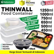 THINWALL Plastic Container Box Take Away Food Container Thick Round Bowl DELKOCHOICE