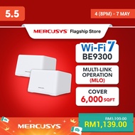 Mercusys Halo H47BE Mesh WiFi 7 BE9300 Tri Band 2-Pack 550m² 200 Peranti Internet Laju Rumah Besar (