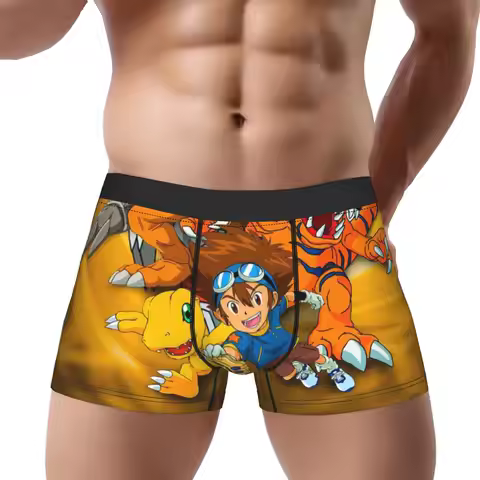 Agumon (5) Digimon Underpants Homme Panties Men's Underwear Ventilate Shorts Boxer Briefs