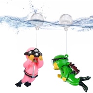 2-Pek Hiasan Akuarium Ikan Terapung, Hiasan Akuarium Penyelam Kecil, Aksesori Teman Bermain Ikan unt