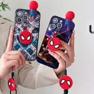 For Huawei Y5 2018 Y5 Prime Y5P Y6P Y6 2018 Y6 2018 Y5 Lite 2018 Prime 2018 Y6 2019 Y6 Pro 2019 Y6S Cute Cartoon Spider-Man SpiderMan Phone Case with Stand Doll and Lanyard