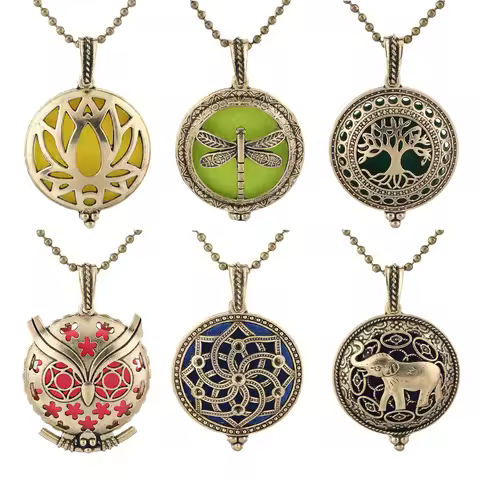 Antique Style Hollow Tree Of Life Necklace Retro Open Pendant Aromatherapy Oil Diffuser Exquisite Pe