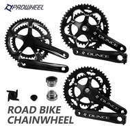 PROWHEEL Hollow Double Sprockets Road Bike Crank 110 130BCD Bicycle Crank Sprocket BB Folding bike17