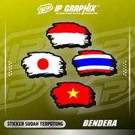 Vinyl Tear Flag Sticker 7x4cm Vietnam Thailand Japan/Japan Waterproof Quality Motorcycle Accessories