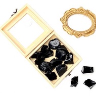 天然大塊黑曜石原石300克-大容量松木盒凈化充電消磁套組