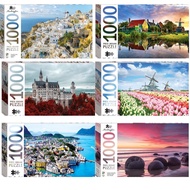 1000 PC Jigsaw Puzzle : Koekohe Beach/Zaandam/Alesund/Neuschwanstein Castle/Dutch Windmills/Santorini (Hinkler)