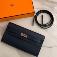 香港現貨❤️Hermes Kelly long to go😍2Z Bleu Nuit 午夜藍 內拼89 銀扣 Epsom leather