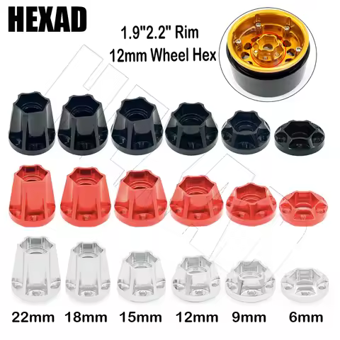 2PCS Aluminum Alloy 12mm Wheel Hex Hub for 1/10 RC 1.9" 2.2" Wheel Rim SCX10 Traxxas TRX4 D90 CC01 A