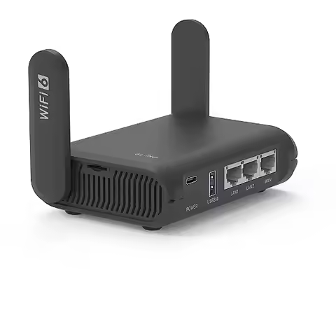 GL.iNet GL-AXT1800 (Slate AX) Wi-Fi 6 Gigabit Travel Router,Client&Server, OpenWrt, Adguard Home, Pa