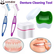 WONDER Dentures Container with Basket Durable Storage Box Double-layer Cleaner Brush