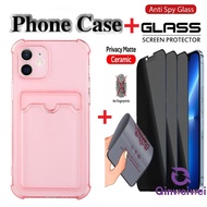 2in1 1Pcs Phone Case+ 1Pcs Ceramic Anti Spy Privacy Tempered Glass for Xiaomi Redmi Note 12S 12R 8 8