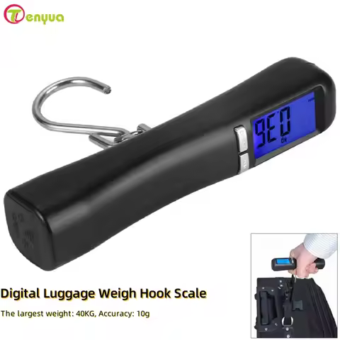 Digital Luggage Weigh Hook Scale, High Quality LCD Backlit 40Kg Travel Portable Luggage Scale