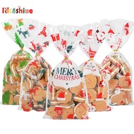 50 Pcs Transparent PVC Christmas Pattern Printed Candy Bag DIY Kitchen Biscuit Snack Container Christmas Gift Bags