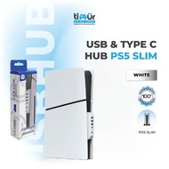 MESIN USB Hub 5 Port Additional Expansion Adapter 3 USB + 2 Type-C PS5 Slim Console Machine Accessor
