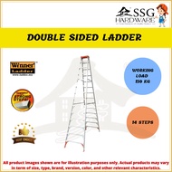 WINNER HEAVY DUTY ALUMINIUM DOUBLE SIDED TANGLEPRUF 14 STEPS LADDER / TANGGA LIPAT DOUBLE SIDED