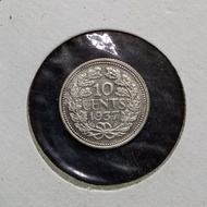 Koin 10 Cent Wilhelmina 1937 (perak)