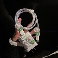 Jh 🚗พร้อมส่งจากไทย ☎️ลายเชอรี่ ชุดถนอมสายชาร์จหัวชาร์จ ลายการ์ตูนUSB oppo 80w 67w vivo33w 44w 18W