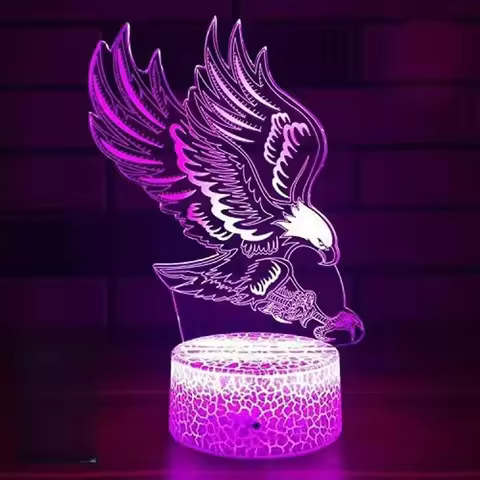 Nighdn 3D Eagle Night Light 7 Colors Changing USB Optical Illusion Lamp Children Kids Christmas Birt