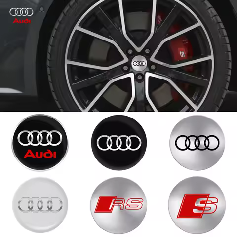 56/60/65mm Car Styling 3D Metal Wheel Center Hub Cap Dust Cover Sticker for Audi A4 B8 8P A3 A5 A6 C