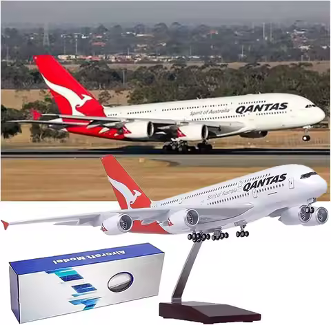 1:160 Australian Airlines A380 Qantas Civil Aviation Aircraft Model with Light Landing Gear Model Si