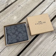 紫鑽🌟誠信商家🌟💜全新Coach蔻馳皮夾男女短版禮盒組經典老花紋多卡位折疊皮夾實用標誌coach皮夾