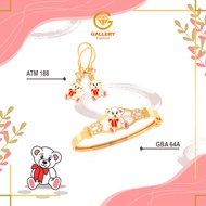 Children's Earrings 375 (8K) and 300 (6K) Gold Bear ATM 188 GBA 64A