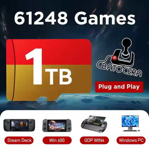 1TB TF/Game Card Batocera OS for Steamdeck/Handheld Game Console/Win PC/Laptop with 61248 Game 70+Em