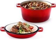 HaSteeL 5QT Enameled Dutch Oven (Red)