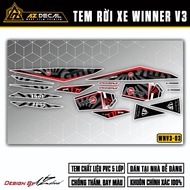 Tem Rời Winner V3 Mẫu Liberty Walk | WNV3-03 | Decal Chế Dán Xe Winner X 2022 Đen Đỏ Xám Trắng Khuôn