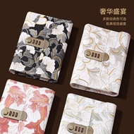Three Folding Password Wallet Gilt Peony Pattern Banknotes Money-Saving Storage Book RMB Commemorati