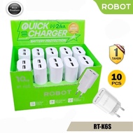 RTK6S USB DUAL PORT CHARGER ROBOT ORIGINAL WHITE ADAPTOR HEAD CHARGER 2.4A 2 PORT OUTPUT