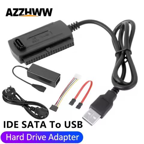 3-IN-1 SATA IDE PATA Hard Drive to USB Adapter USB 2.0 to SATA IDE Cable for 2.5"/3.5"/5.25" Hard Di