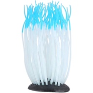Fdit Lifelike Silicone Sea Anemone Aquarium Decor, Glowing Artificial Coral Ornament with Suction Cu