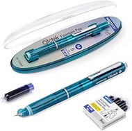 WRITECH Clictek Fountain Pen Set: Retractable Blue Ink Medium Nib Luxury Gift Set Includes 5 Ink Car