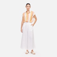 Shadow Stripe Rayon Silk Side Slit Boxy Shirt