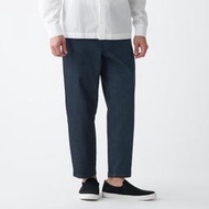 【全新】MUJI 無印良品 縱橫彈性深藍色丹寧腰部可調時尚牛仔單寧寬版牛仔褲L號 原價1390