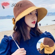 SOFTNESS Bucket Hat Women UV Protection Panama Hat Foldable Sunshade Hat
