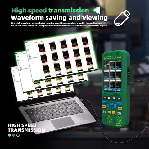 BSIDE 50M Handheld Oscilloscope O7 4-IN-1 Digital Multimeter+Function Signal Generator Dual Channel 