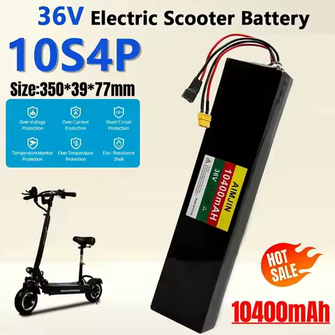 36V 10500mAh 10S4P Lithium Battery Pack High Capacity with BMS, Replacement for 750W-1000W Bicycle S