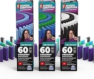 H5 Domino Creations, 3-Pack Bundle of 60-Piece Colorful Dominoes Set Domino Artist Youtuber Lily Hev