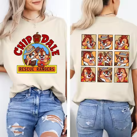 Disney 2 sided Chip N Dale Shirt, Double Trouble Chip and Dale Tee, Chip and Dale Rescue Rangers Cou