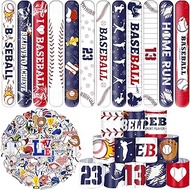 YYMYMGJ 74PCS Baseball Party Favors: 24PCS Slap Bracelets, 50PCS Stickers; Baseball Themed Party Sup