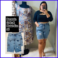 PLUS SIZE BERMUDA TOKONG SHORT FOR BIG WOMAN STYLE TATTERED, RIPPED, STRETCH, GOOD FOR BIG THIGHS